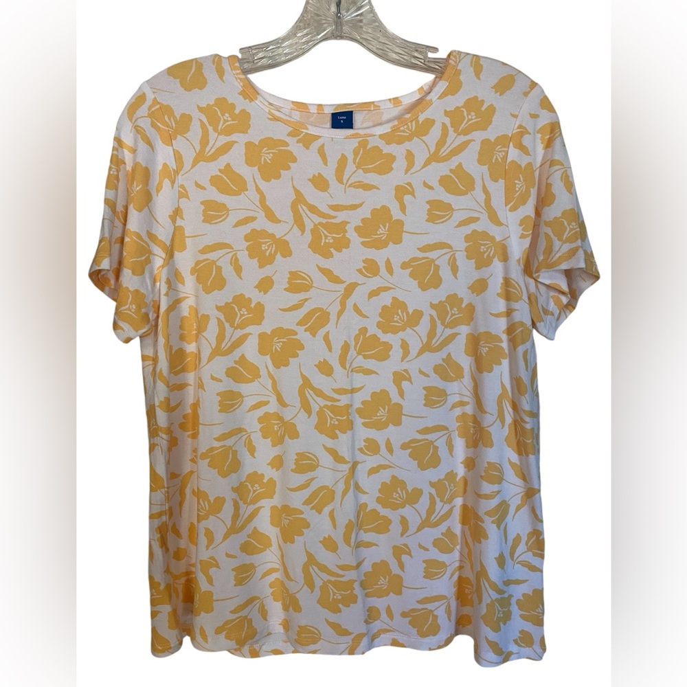 Old Navy Women’s Short Sleeve Top Yellow White Size Small New